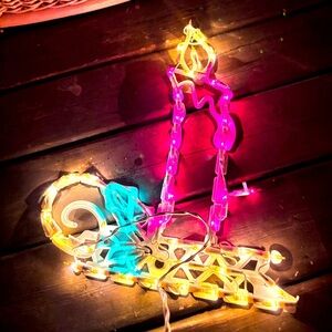 Vintage NOMA Candle Silhouette Window Light Multicolor